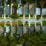 Top Down Aerial Panorama of Suburban Street in Lakewood, OH