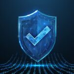Secure,Technology.,Polygonal,Wireframe,Shield,With,Check,Mark,Sign,On