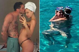 elsie-hewitt-and-pete-davidson-celebrate-baby-bump-on-vacation
