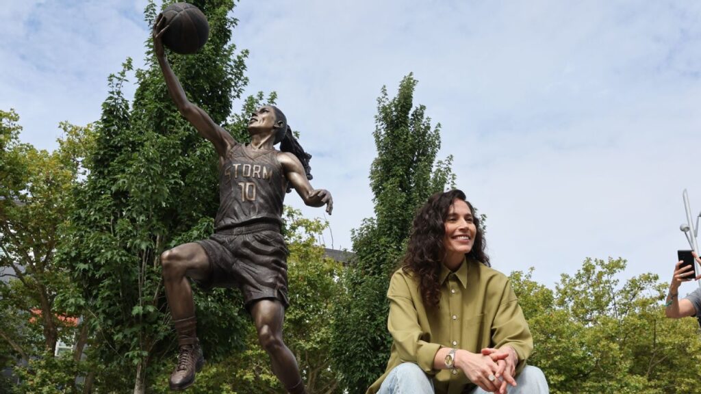 sue-bird-honored-with-statue-outside-climate-pledge-arena