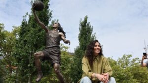 sue-bird-honored-with-statue-outside-climate-pledge-arena