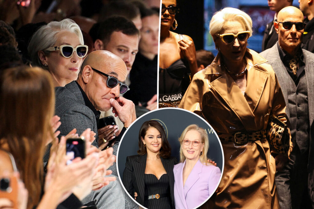 meryl-streep-films-devil-wears-prada-2-at-dolce-gabbana-show