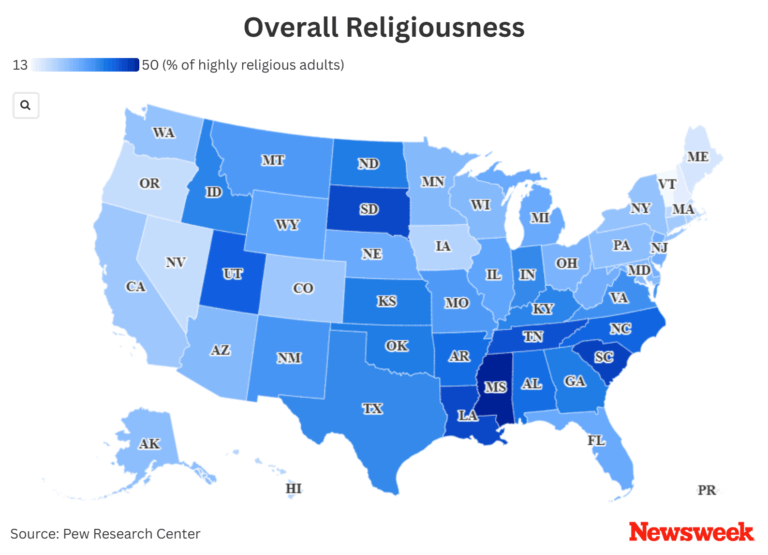new-maps-reveal-most-and-least-religious-states-in-america