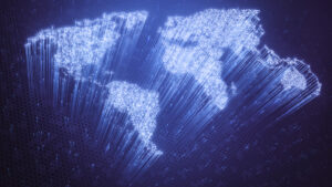 Fibre optic world map, illustration