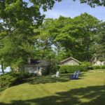 Mansion on the Ocean with Lawn in Summer